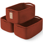 3 Pack Small Storage Baskets for Organizing, 11.8×7.8×5.1", Mixed Brown
