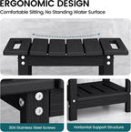 Plawdlik Shower Stool with Shelf, HDPE Weather‑Resistant Shower Bench