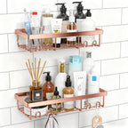 Moforoco Shower Caddy Shelf Organizer Rack, Self Adhesive Black Bathroom Shelves Basket, Home Farmhouse Wall Inside Organization and Storage Decor Rv Accessories, First Camper Apartment Essentials