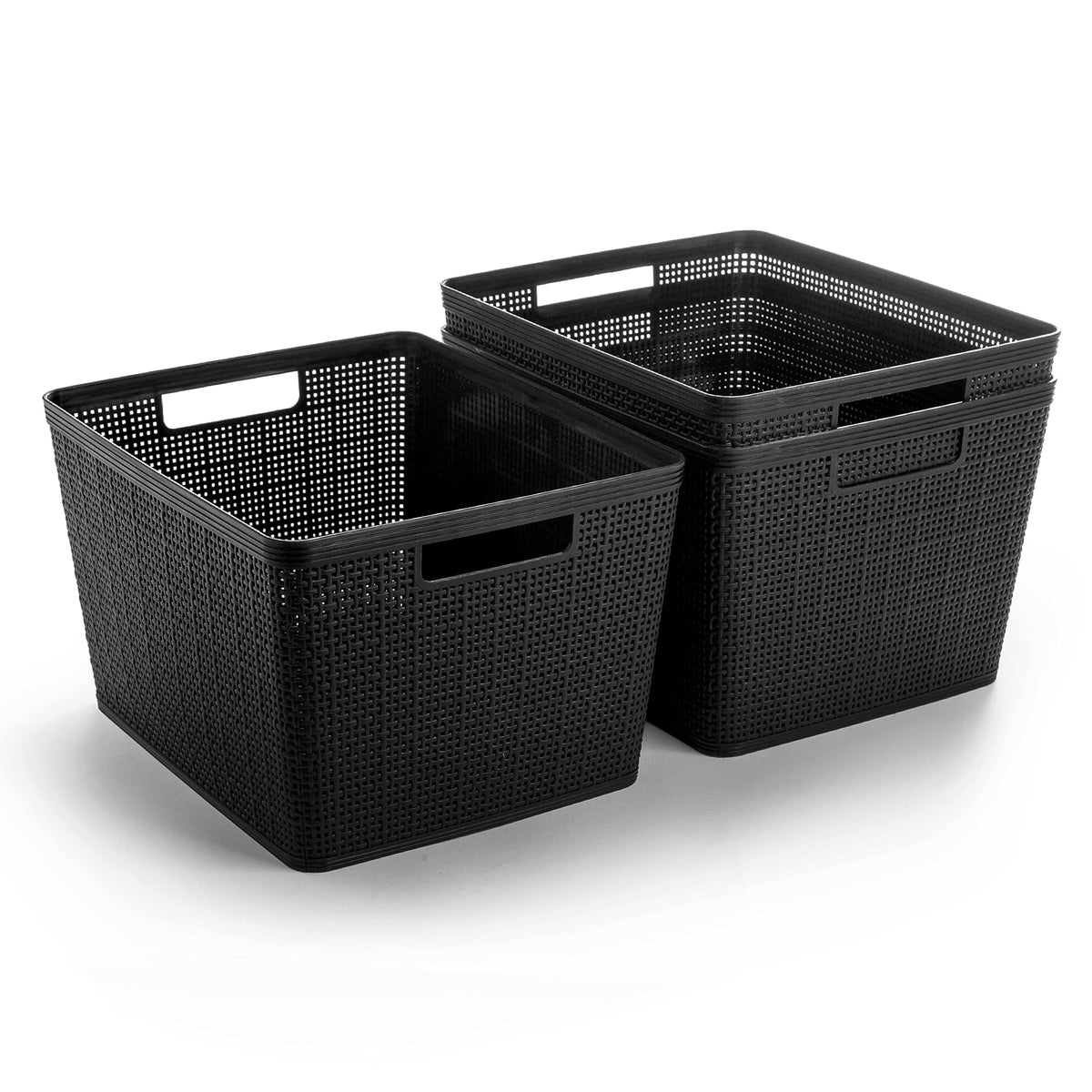 BINO | Woven Plastic Basket | Small (Natural), 5-Pack | THE JUTE COLLECTION | Home Organization, Space - Saving Storage, Stylish Design | Jute Basket | Plastic Storage Basket