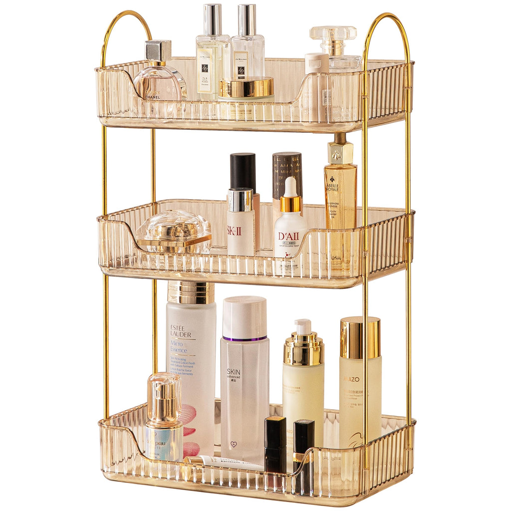Akinbas 2 Tier Bathroom Organizer Countertop Makeup Perfume Tray Skincare Organizer for Bathroom Dresser Vanity (Green)