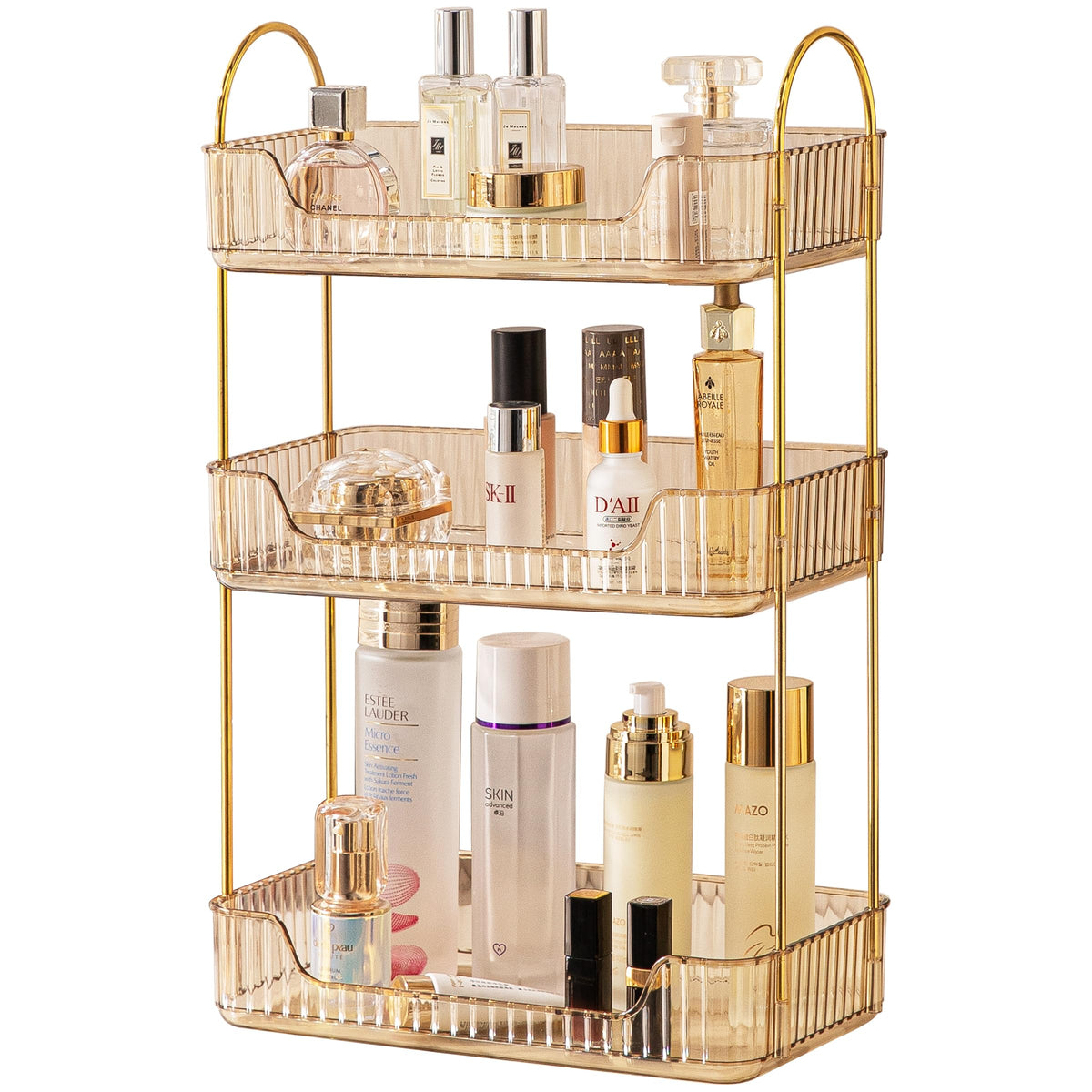 Akinbas 2 Tier Bathroom Organizer Countertop Makeup Perfume Tray Skincare Organizer for Bathroom Dresser Vanity (Green)