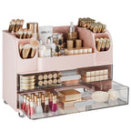 Delamu Large Makeup Organizer Countertop with 6 Brush Holders, White