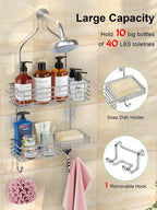 SMARTAKE Hanging Shower Head Caddy, Shower Shelf Organizer, Silver