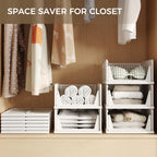 Pinkpum 6 Pack Closet Organizer Storage Bins Stackable Plastic Drawer Shelf