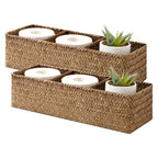 StorageWorks Toilet Paper Basket, 3-Section Water Hyacinth Storage Baskets