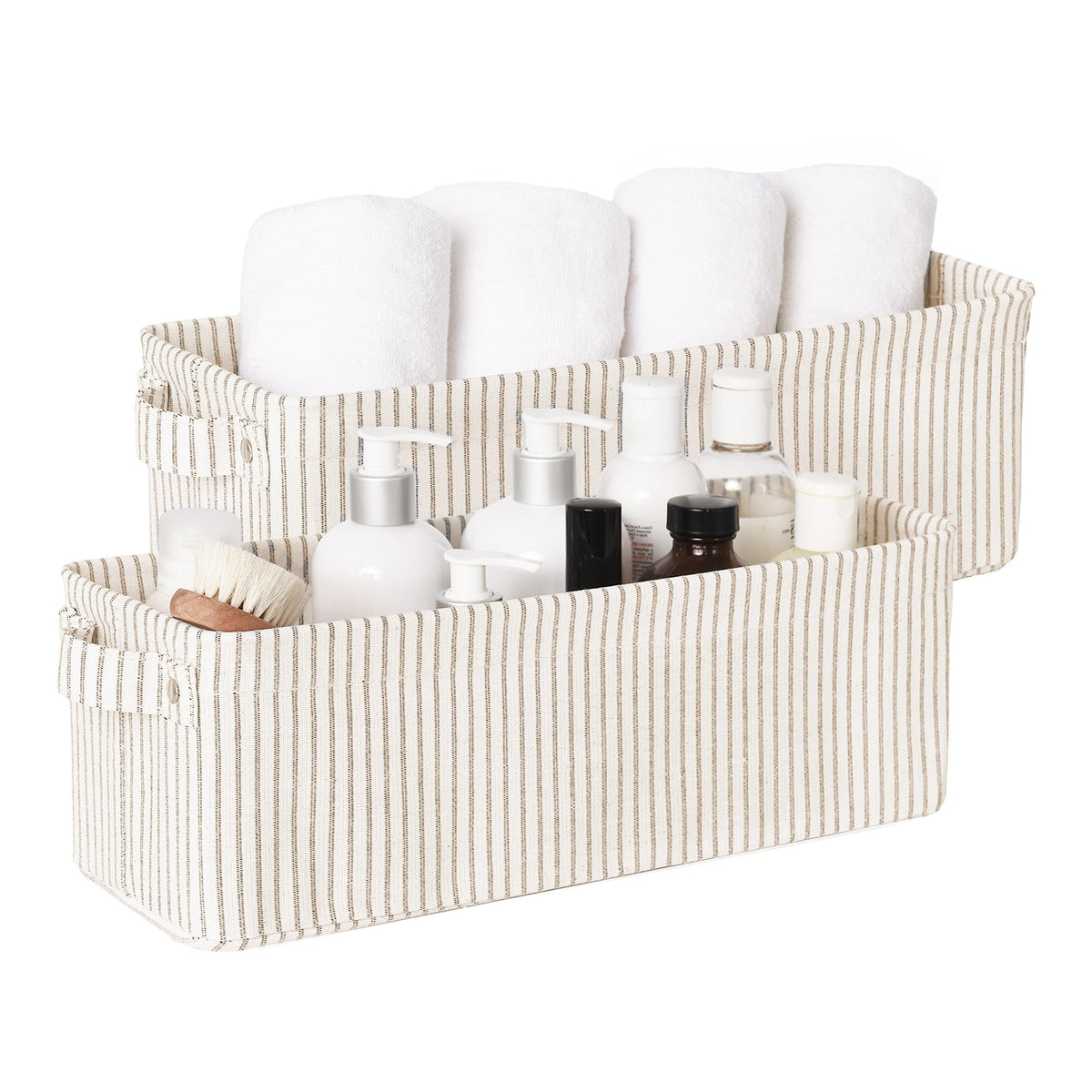 StorageWorks Narrow Storage Bins, Long Baskets, Brown and Beige, 2-Pack