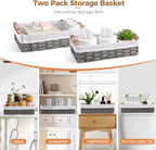 HomeHacks 2 Pack Storage Basket Toilet Paper Rope Baskets for Organizing
