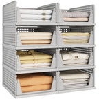 Pinkpum 6 Pack Closet Organizer Storage Bins Stackable Plastic Drawer Shelf