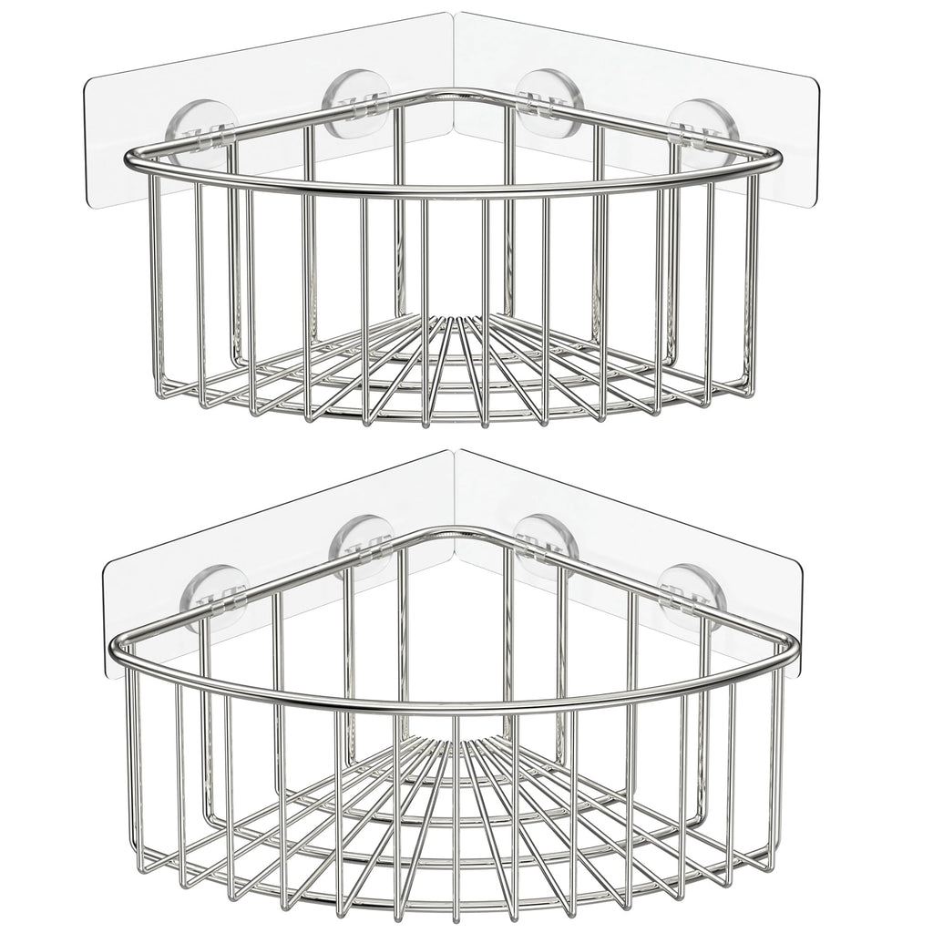 SMARTAKE 2-Pack Corner Shower Caddy, SUS304 Stainless Steel, Silver