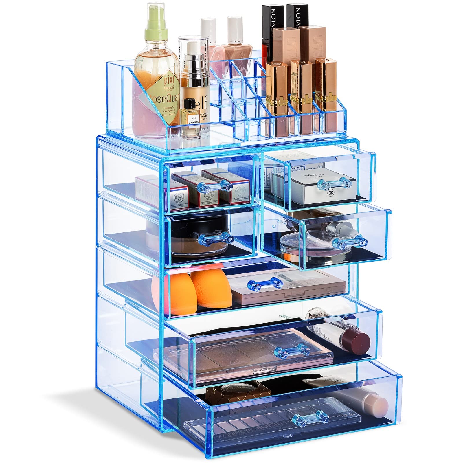 Sorbus Makeup Organizer, 6-Drawer Acrylic 2-Piece Set (Clear)