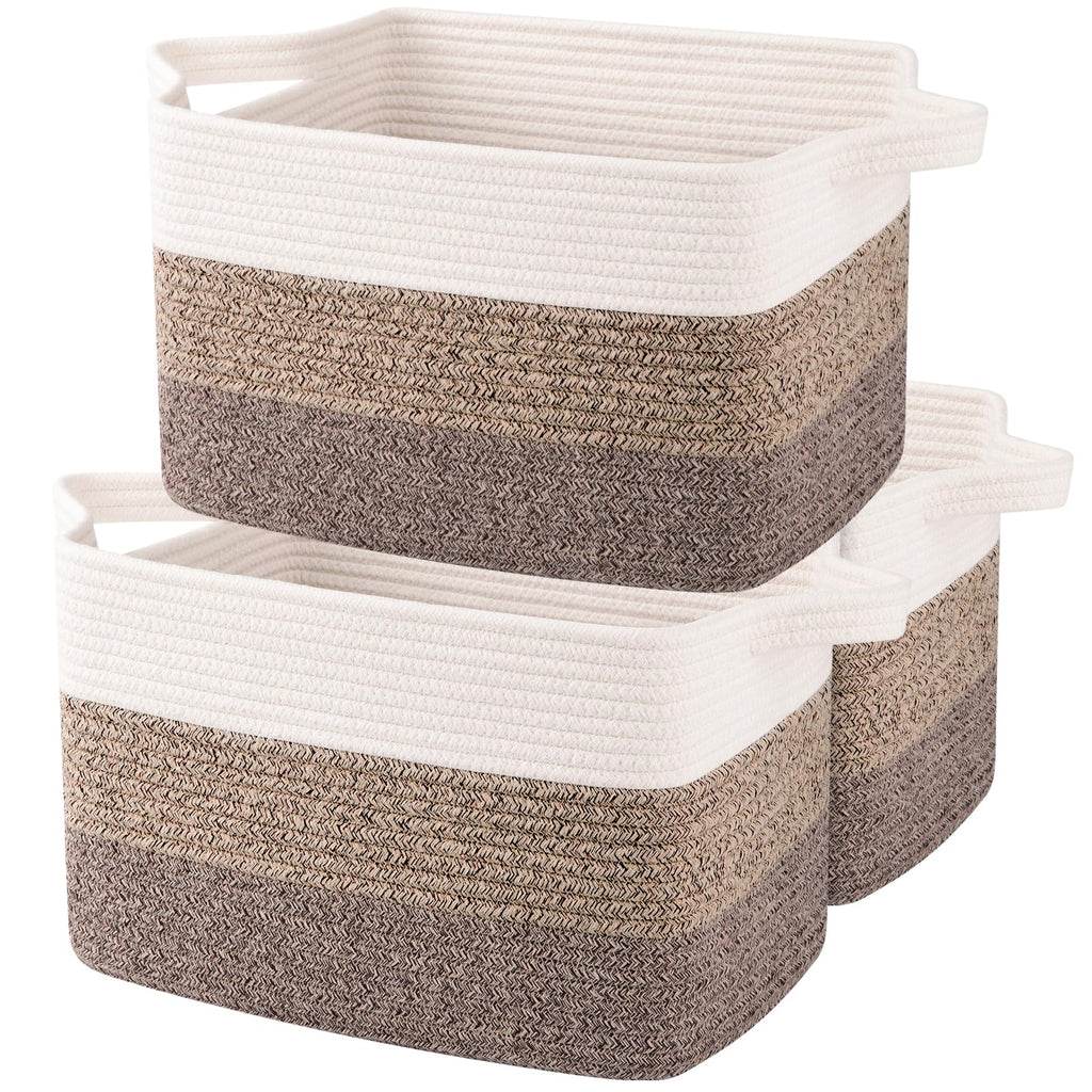OIAHOMY Cotton Rope Storage Baskets for Organizing Gradient Yellow 3-Pack