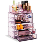 Sorbus Makeup Organizer, 7-Drawer Acrylic 2-Piece Set (Clear)