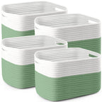 4 Pack Storage Baskets for Organizing, 12''Lx9''Wx8''H Woven Baskets for Storage Toys, Towels, Books, and Clothes, Cotton Rope Basket for Shelves with Handle