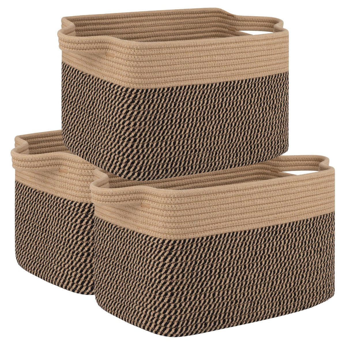 OIAHOMY 3-Pack Storage Basket Organizing Woven Basket for Shelves Brown