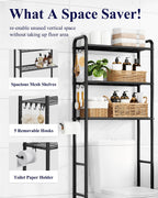 Kitsure Over Toilet Storage Rack, 63.2" H Space-Saving, Holder & Hooks
