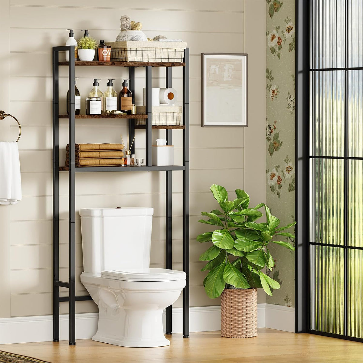 Asgolion Over-The-Toilet Storage Rack, 3-Tier Bathroom Shelves Over Toilet