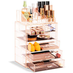 Sorbus Makeup Organizer, 7-Drawer Acrylic 2-Piece Set (Clear)
