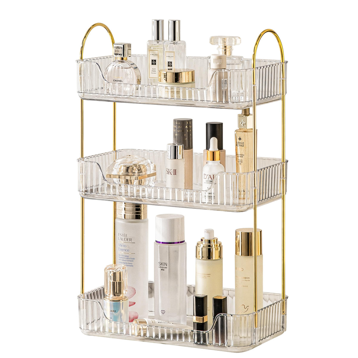 Akinbas 2 Tier Bathroom Organizer Countertop Makeup Perfume Tray Skincare Organizer for Bathroom Dresser Vanity (Green)