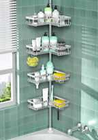 DAOYA Corner Shower Caddy Tension Pole 4 Tier Shower Caddy Organizer Black