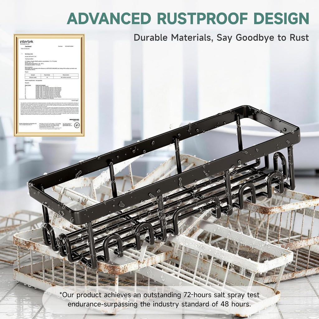 Veken Shower Caddy 6-Pack with Hooks, Bathroom Organizers & Storage, Black