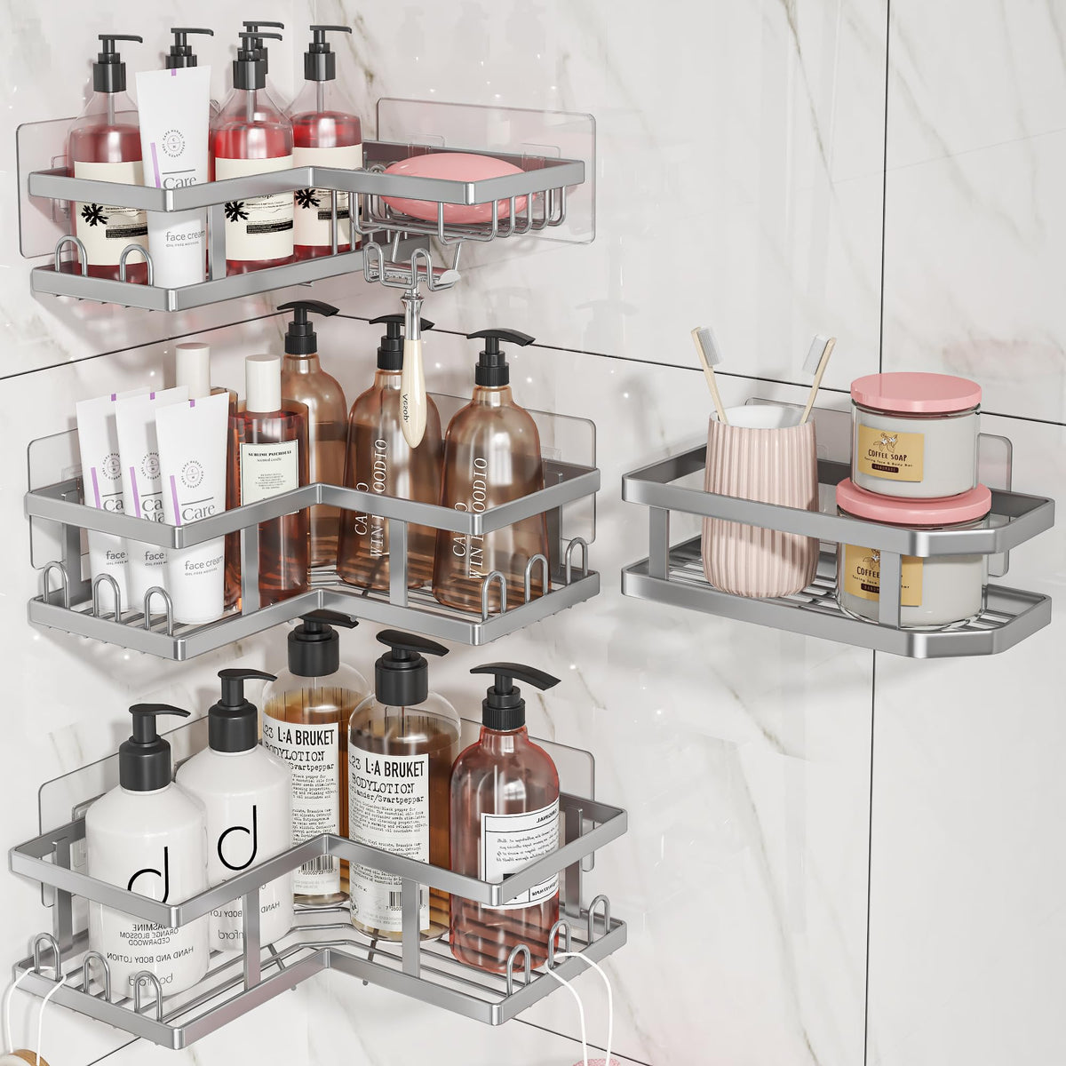 Youvip Shower Caddy Corner No Drilling-Adhesive, Shower Shelves-Rustproof
