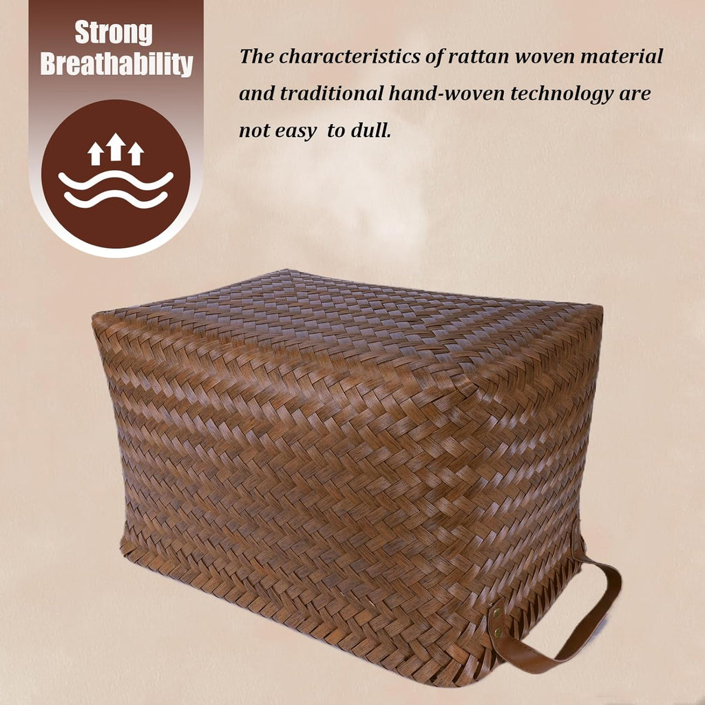 BROWNLILY Handwoven Wicker Storage Baskets, Pack of 4, Brown