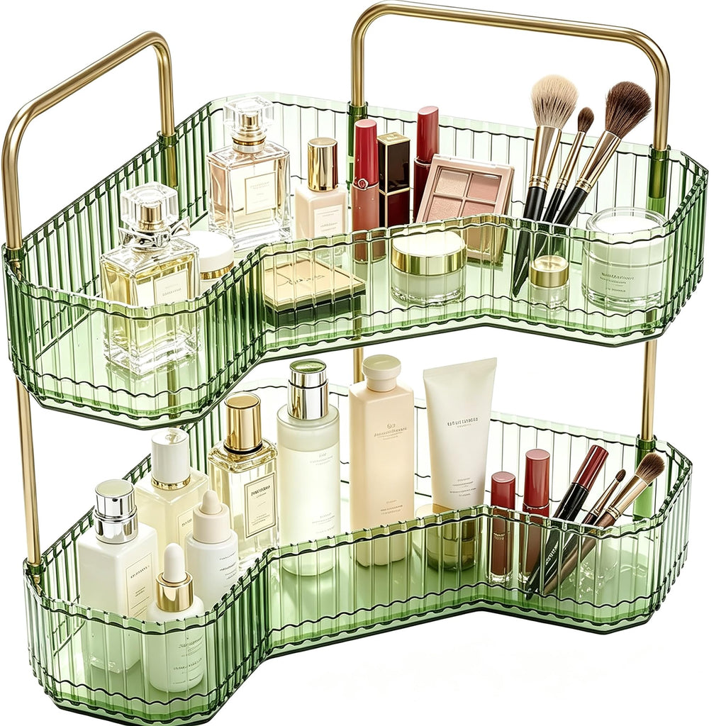 3-Tier Corner Bathroom Organizer, Skincare Vanity Counter Shelf Clear