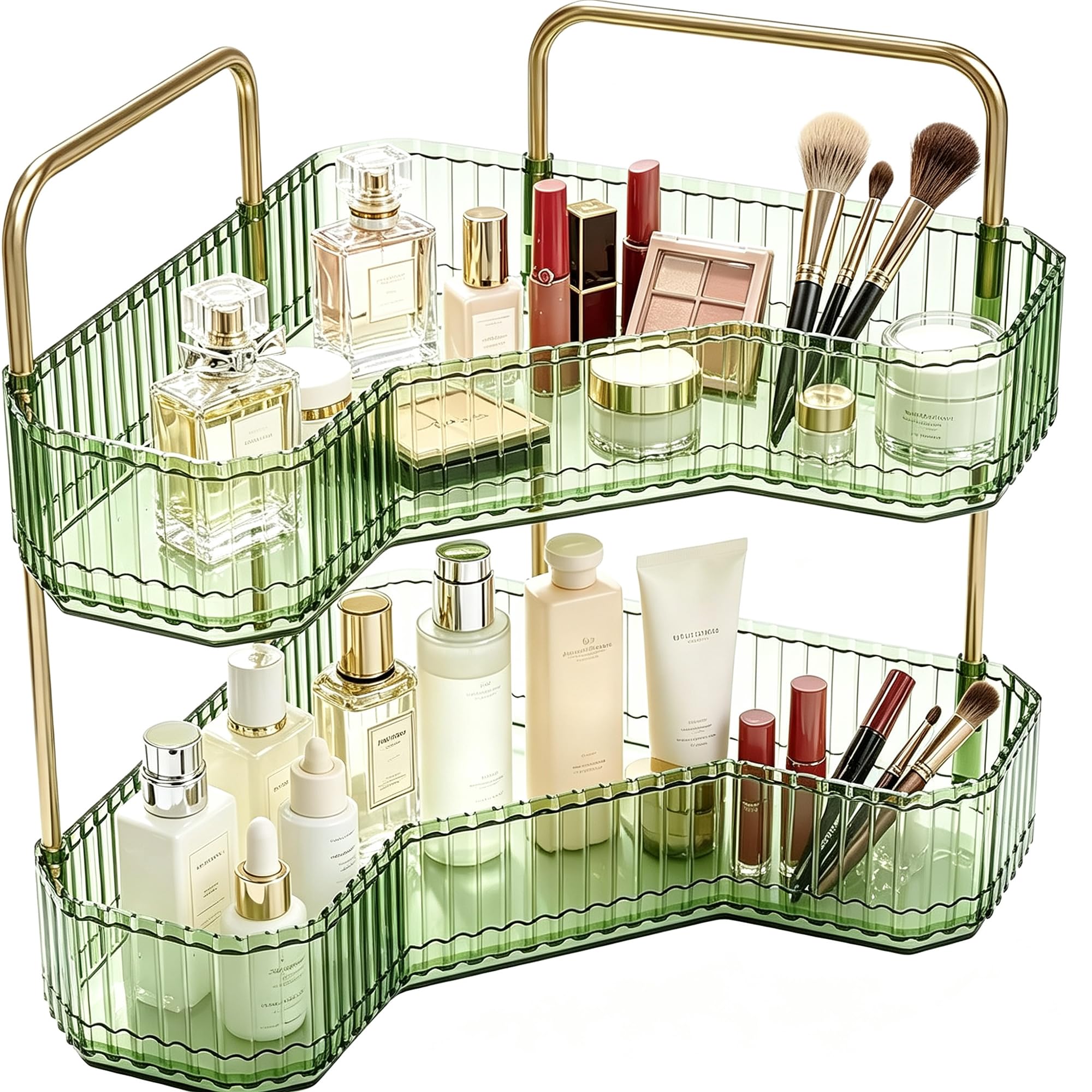 3-Tier Corner Bathroom Organizer, Skincare Vanity Counter Shelf Clear