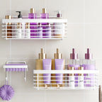 Shower Caddy Adhesive 3 Pack Stainless Steel Storage Organizers-Silver