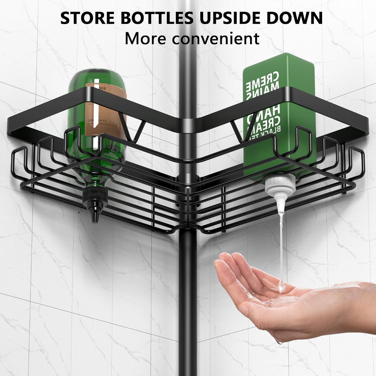 DAOYA Corner Shower Caddy Tension Pole 4 Tier Shower Caddy Organizer Black