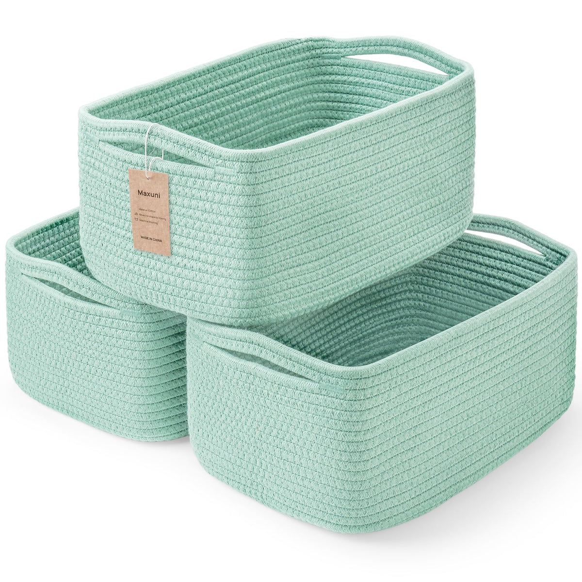 3 Pack Small Storage Baskets for Organizing, 11.8×7.8×5.1", Mixed Brown