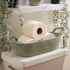 Decorative Toilet Paper Basket - Boho Jute Cotton Rope Bin with Tassel