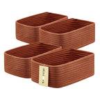 MiniArk Small Storage Baskets for Organizing | Closet Organizer Bins | Shelf Toy Basket | Woven Rope Baskets | Cube Decorative Box | Shallow Basket | L11.5xW7.5xH4.7| Brown