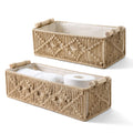 Mkono 2Pc Macrame Storage Basket, Boho Decor Toilet Paper Holder, Ivory