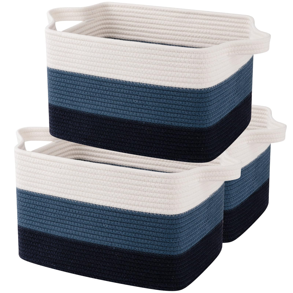 OIAHOMY Cotton Rope Storage Baskets for Organizing Gradient Yellow 3-Pack