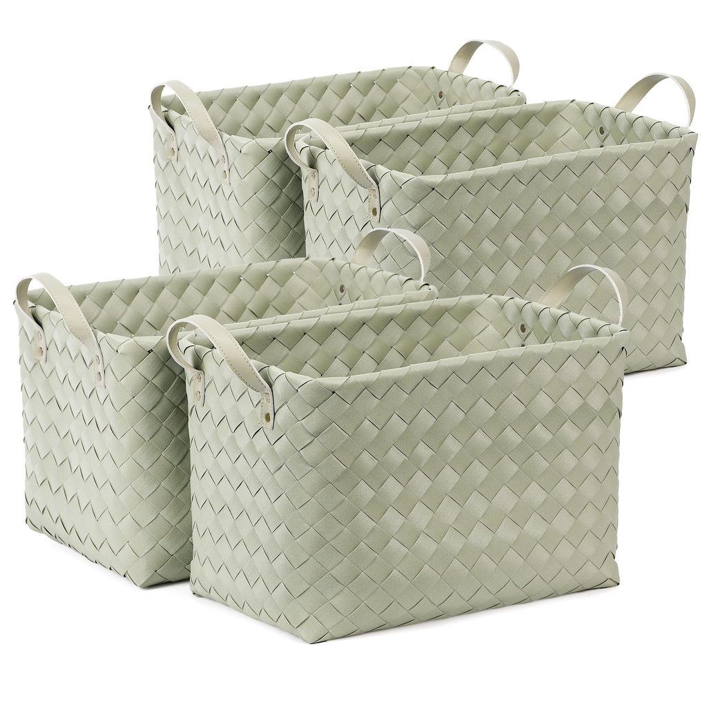 BROWNLILY Handwoven Wicker Storage Baskets, Pack of 4, Brown