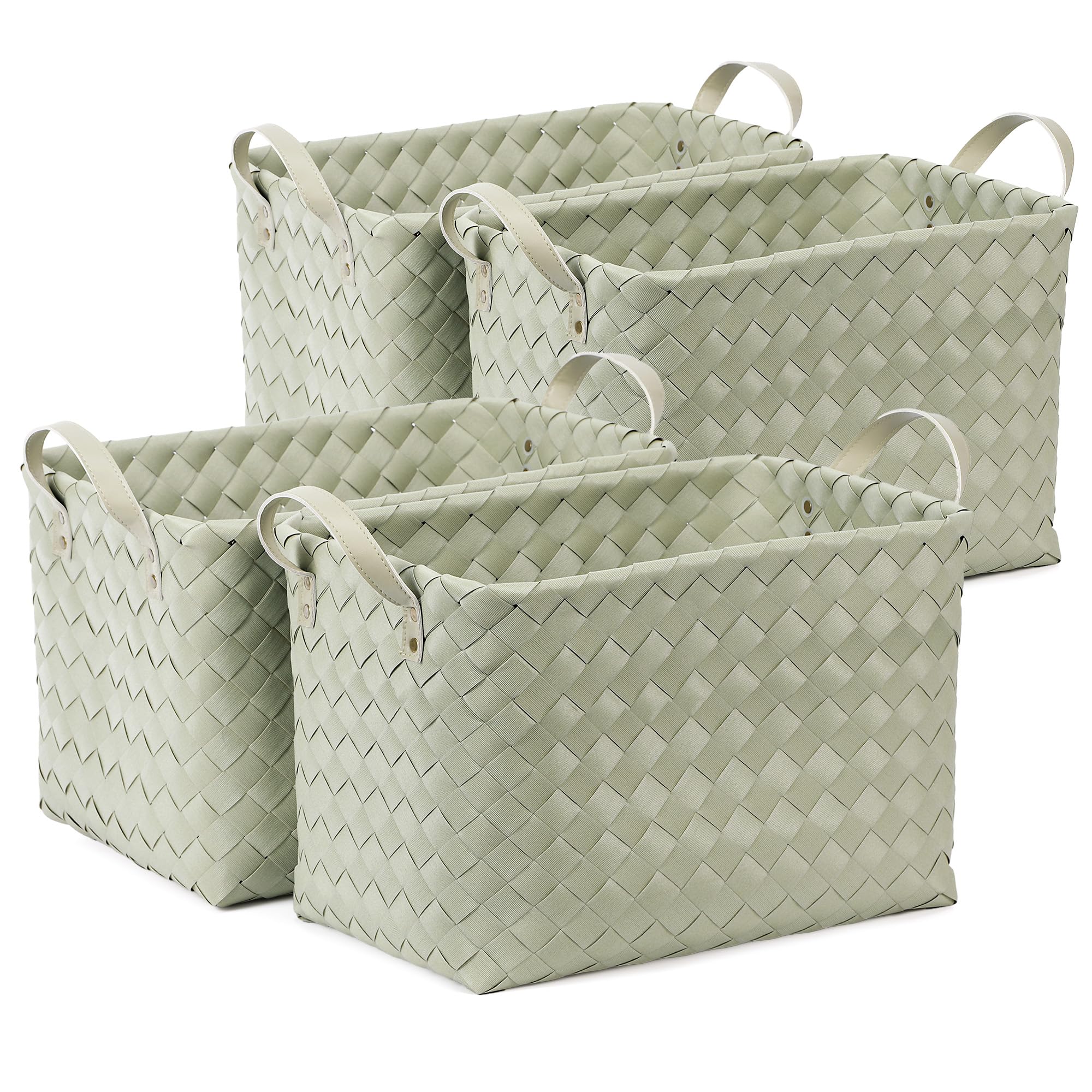 BROWNLILY Handwoven Wicker Storage Baskets, Pack of 4, Brown