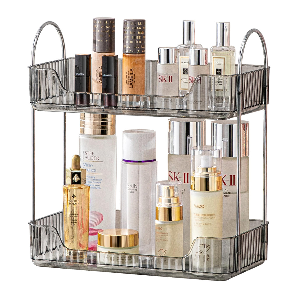 Akinbas 2 Tier Bathroom Organizer Countertop Makeup Perfume Tray Skincare Organizer for Bathroom Dresser Vanity (Green)