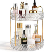 Large Capacity Rotating Makeup Organizer Perfume Stand Holder, 2 Tier Clear