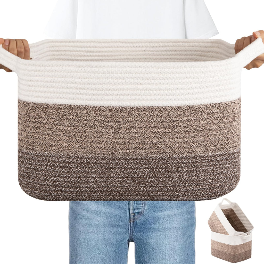 OIAHOMY Cotton Rope Storage Baskets for Organizing Gradient Yellow 3-Pack