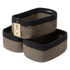 MiniArk Small Storage Baskets for Organizing | Closet Organizer Bins | Shelf Toy Basket | Woven Rope Baskets | Cube Decorative Box | Shallow Basket | L11.5xW7.5xH4.7| Brown