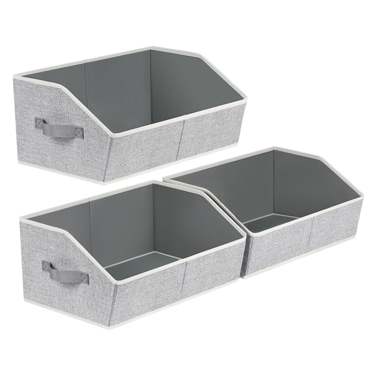 Homsorout Closet Organizers Bins 6 Packs - Large Closet Shelf Organizer with Handles, Fabric Trapezoid Storage Bins, Collapsible Storage Cubes for Clothes, Towels, Light Gray