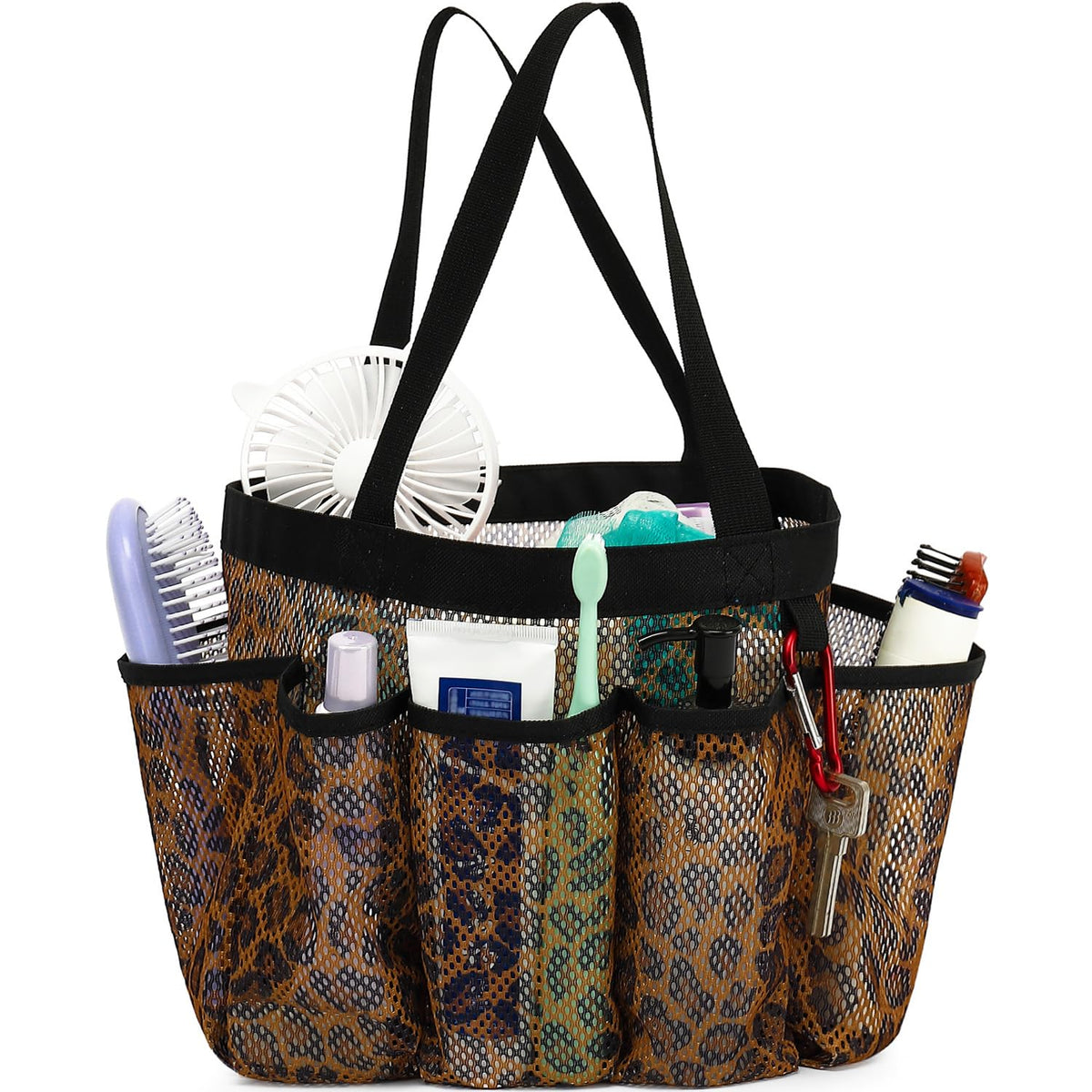 Fammart Mesh Shower Caddy Portable for College Dorm Room Essentials, Odorless Polyester Large Shower Tote Bag with Dual Handles, 8-Pocket Quick-Dry Toiletry Organizer for Travel, Beach, Camping, Gym
