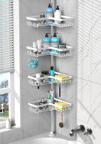 DAOYA Corner Shower Caddy Tension Pole 4 Tier Shower Caddy Organizer Black