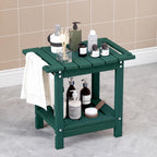 Plawdlik Shower Stool with Shelf, HDPE Weather‑Resistant Shower Bench