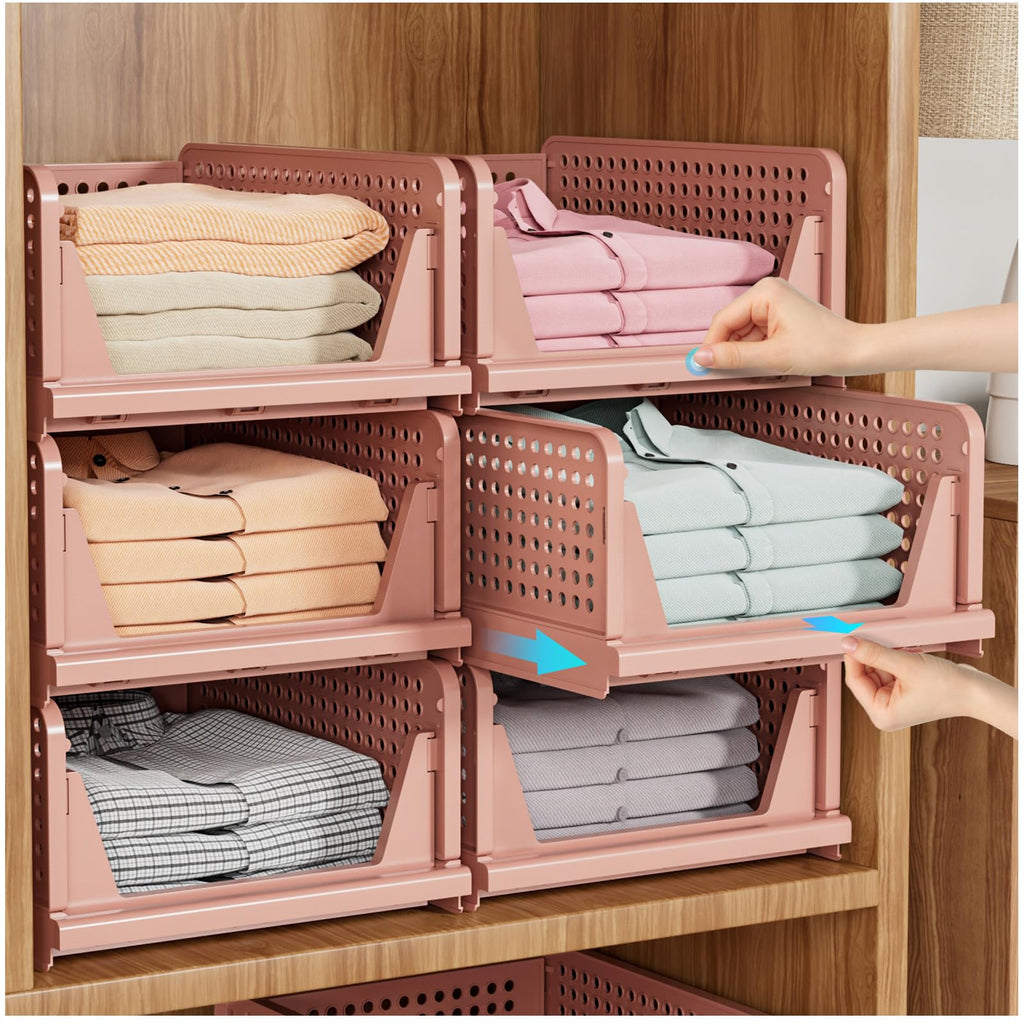 Upgraded Closet Organizers and Storage, Stackable Closet Organizer Basket