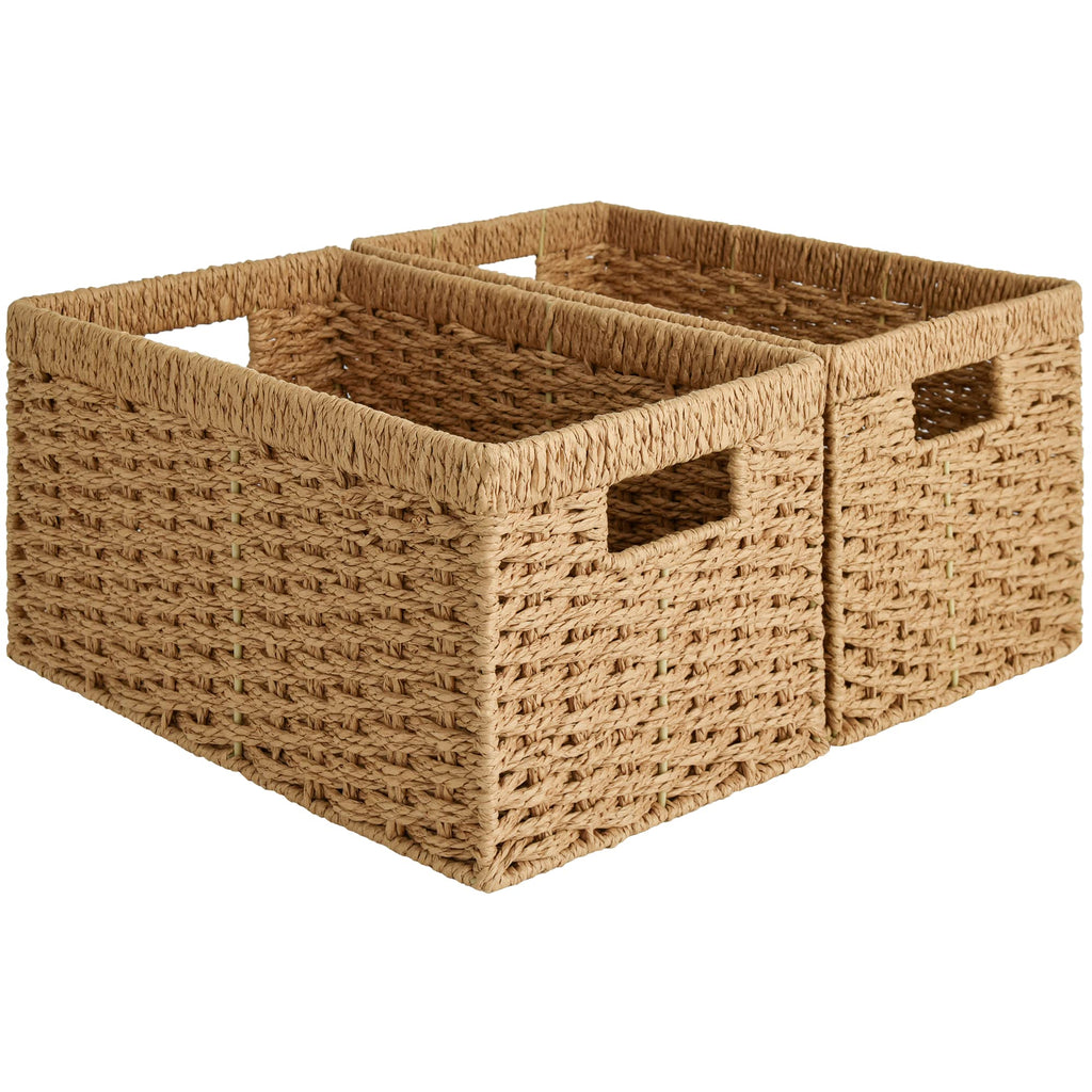 StorageWorks Wicker Baskets, Wicker Storage Baskets for Shelves, 2-Pack