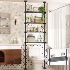 Goovilla Over The Toilet Storage Shelf, 64-124inch(H) 15-27inch(W), Black