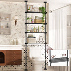 Goovilla Over The Toilet Storage Shelf, 64-124inch(H) 15-27inch(W), Black
